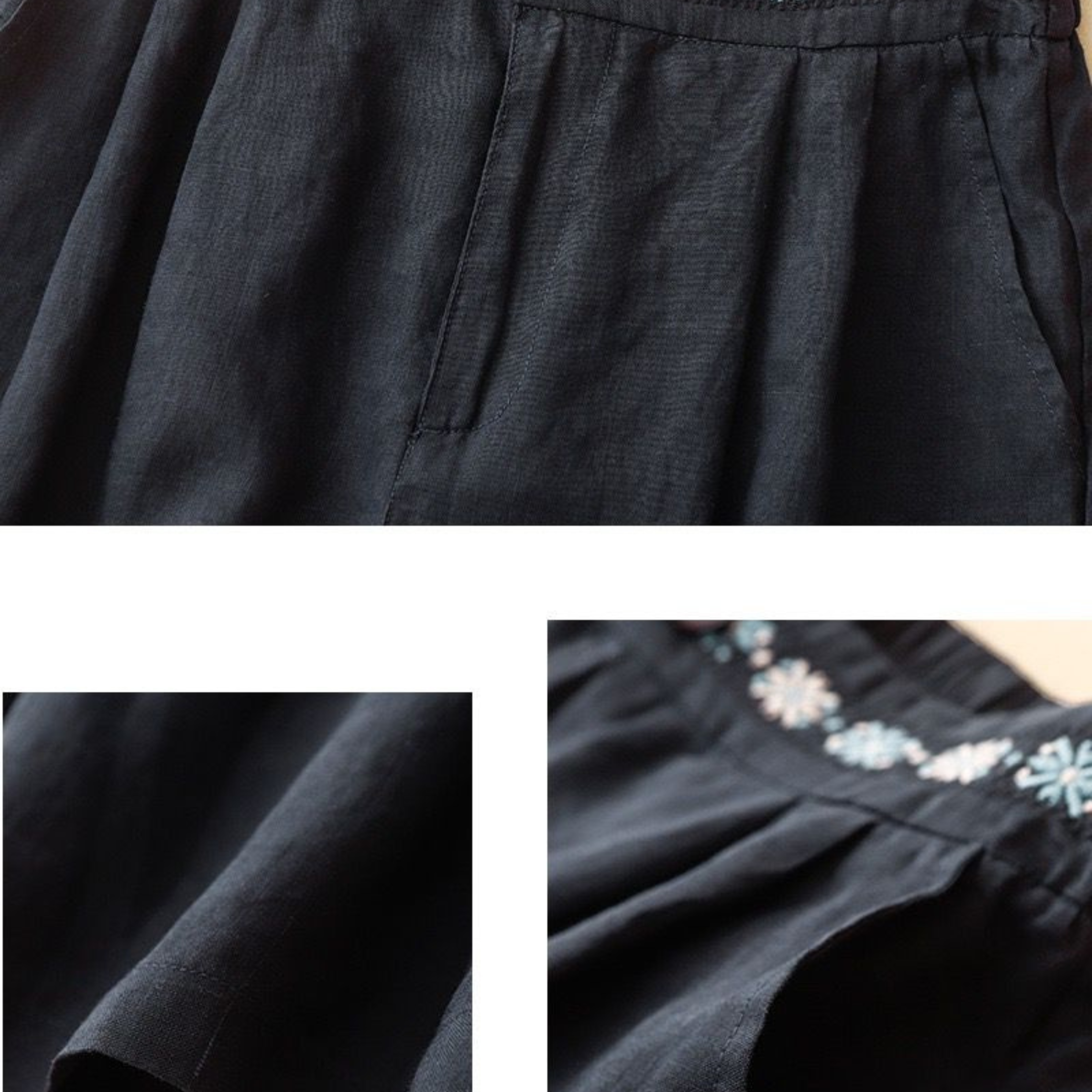 Pure Cotton Embroidered Shorts With Pocket