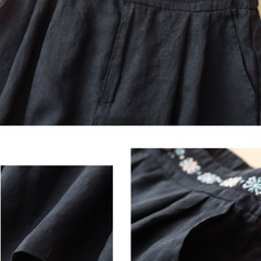 Pure Cotton Embroidered Shorts With Pocket