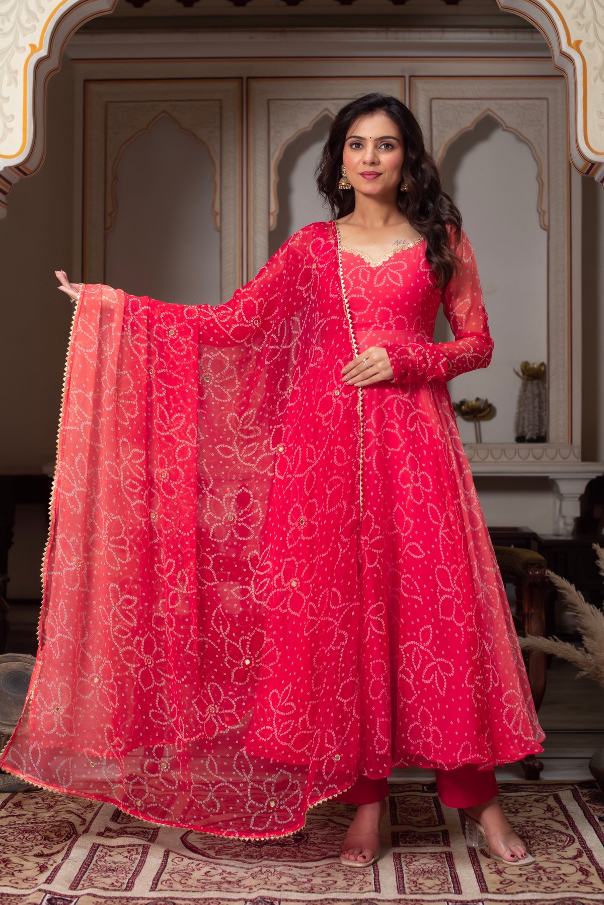 Airy Chiffon Suit with Cotton Bottoms – 3-Piece Side-Zip Set
