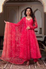 Airy Chiffon Suit with Cotton Bottoms – 3-Piece Side-Zip Set