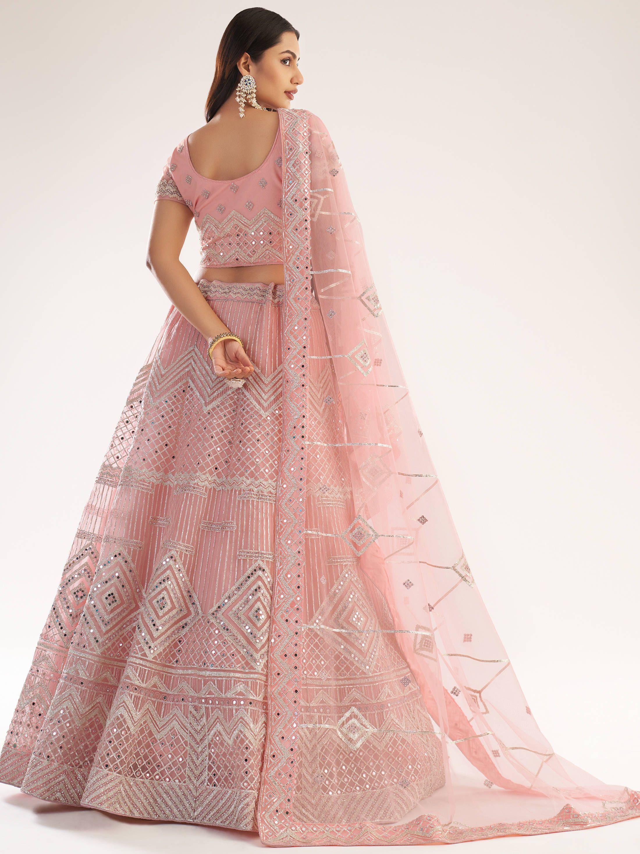 Baby Pink Heavy Butterfly Net Lehenga Choli with Gota & Zarkan Work