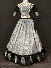 Black Jacquard Silk Lehenga with Zari Weaving & Embroidered Dupatta