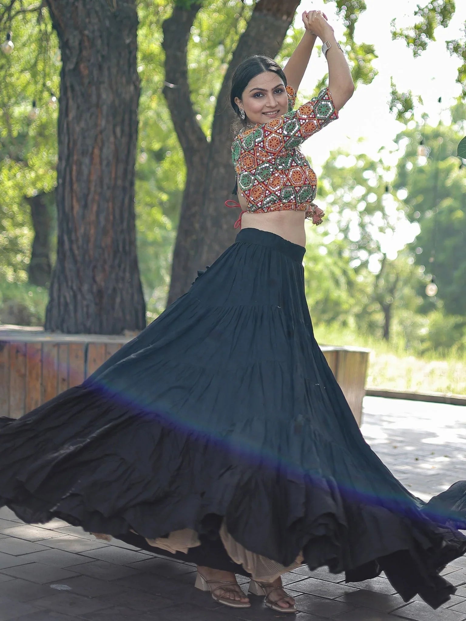 Black Rayon Lehenga Choli for Navratri Festival Wear