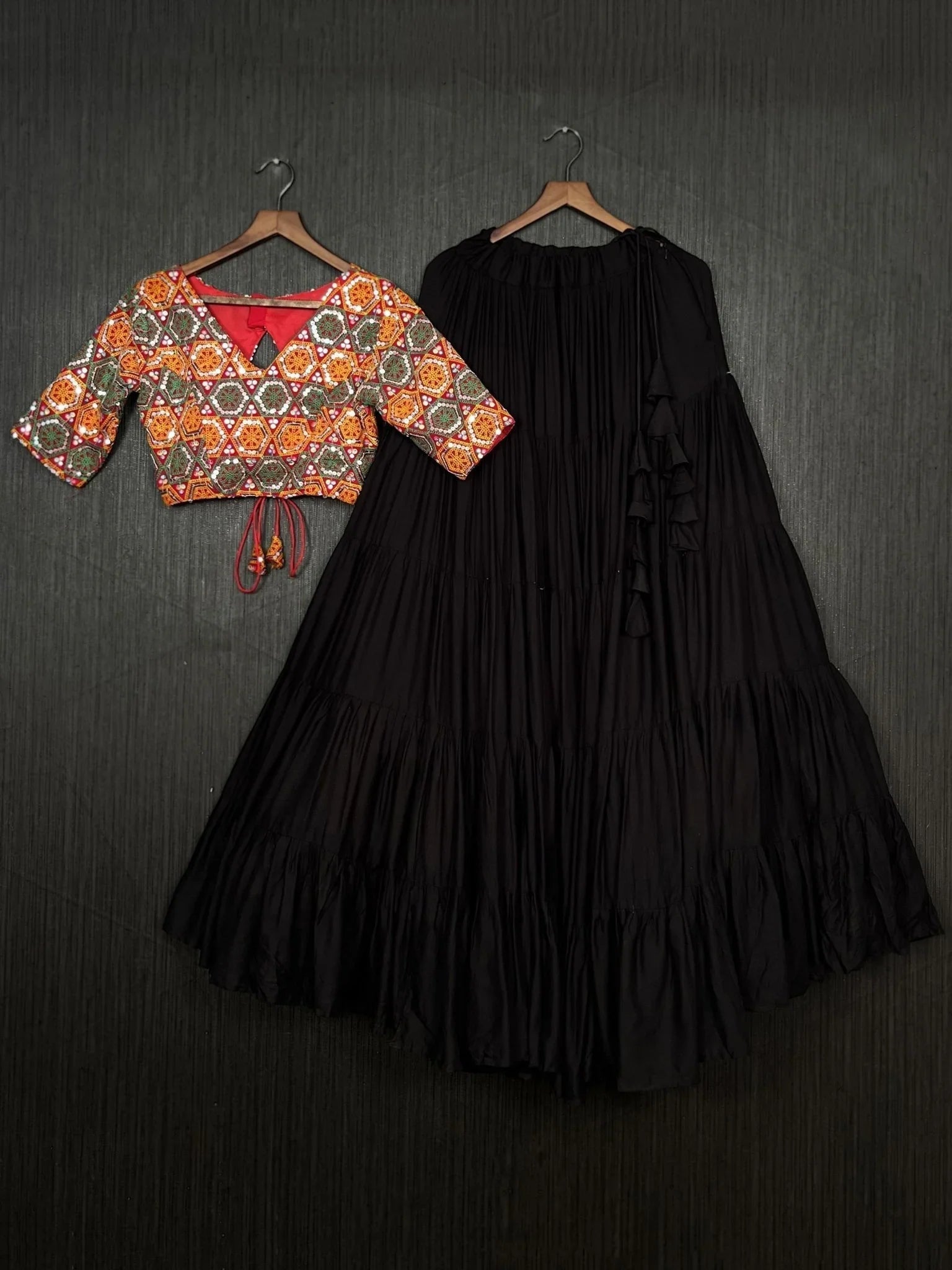 Black Rayon Lehenga Choli for Navratri Festival Wear