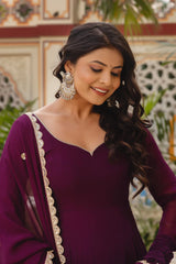Chic Georgette & Cotton Side-Zip Suit Set – 3 Piece
