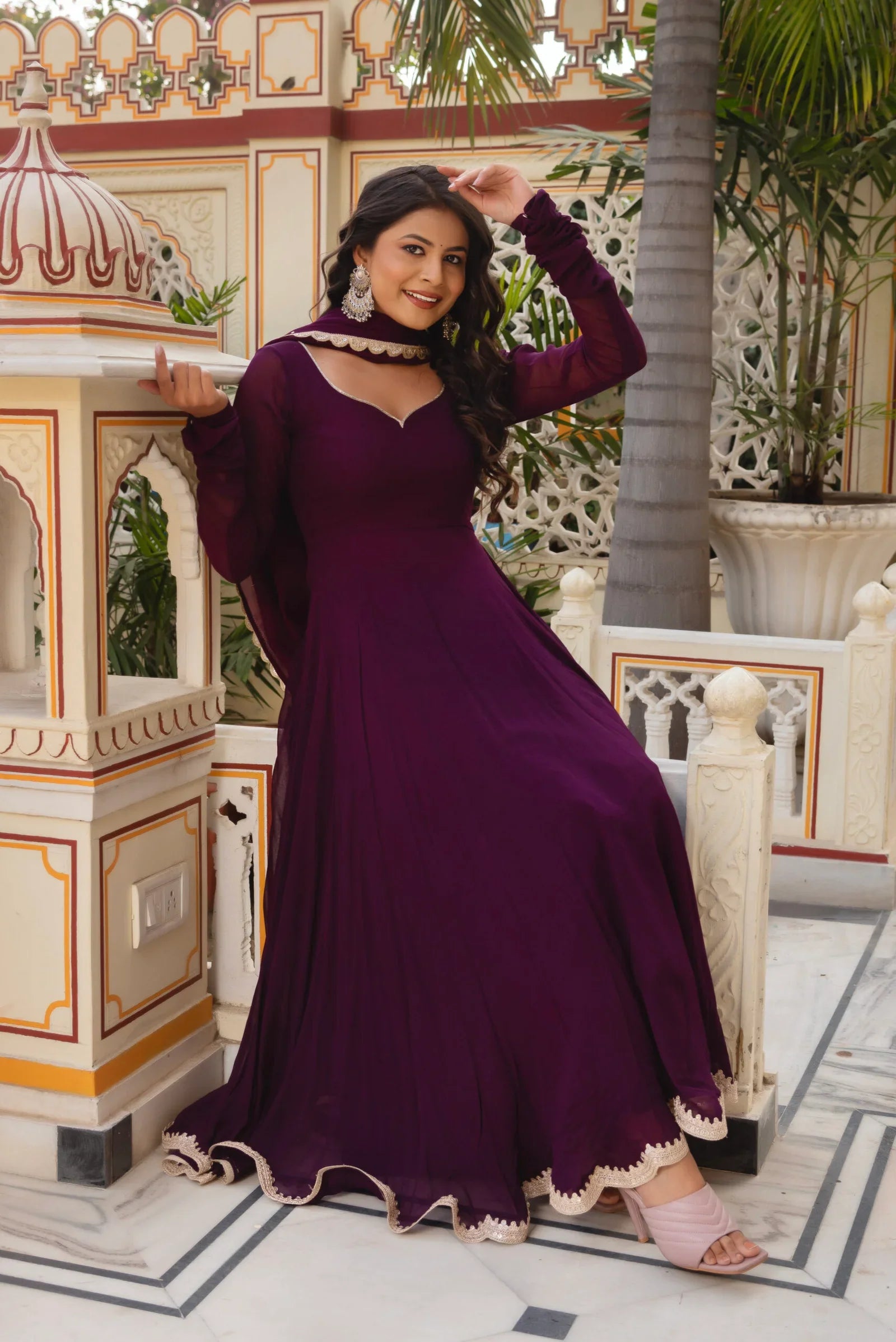 Chic Georgette & Cotton Side-Zip Suit Set – 3 Piece