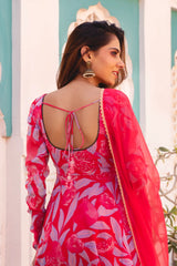 Chiffon 3-Piece Side-Zip Suit Set with Cotton Bottoms