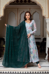 Chiffon & Georgette 3-Piece Side-Zip Suit Set