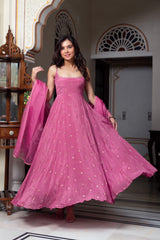 Chinon Suit with Organza Dupatta – 3-Piece Side-Zip Set