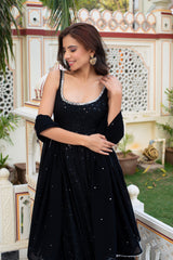 Elegant Cotton Chikankari Dress with Georgette Dupatta – 2-Piece Side-Zip Set