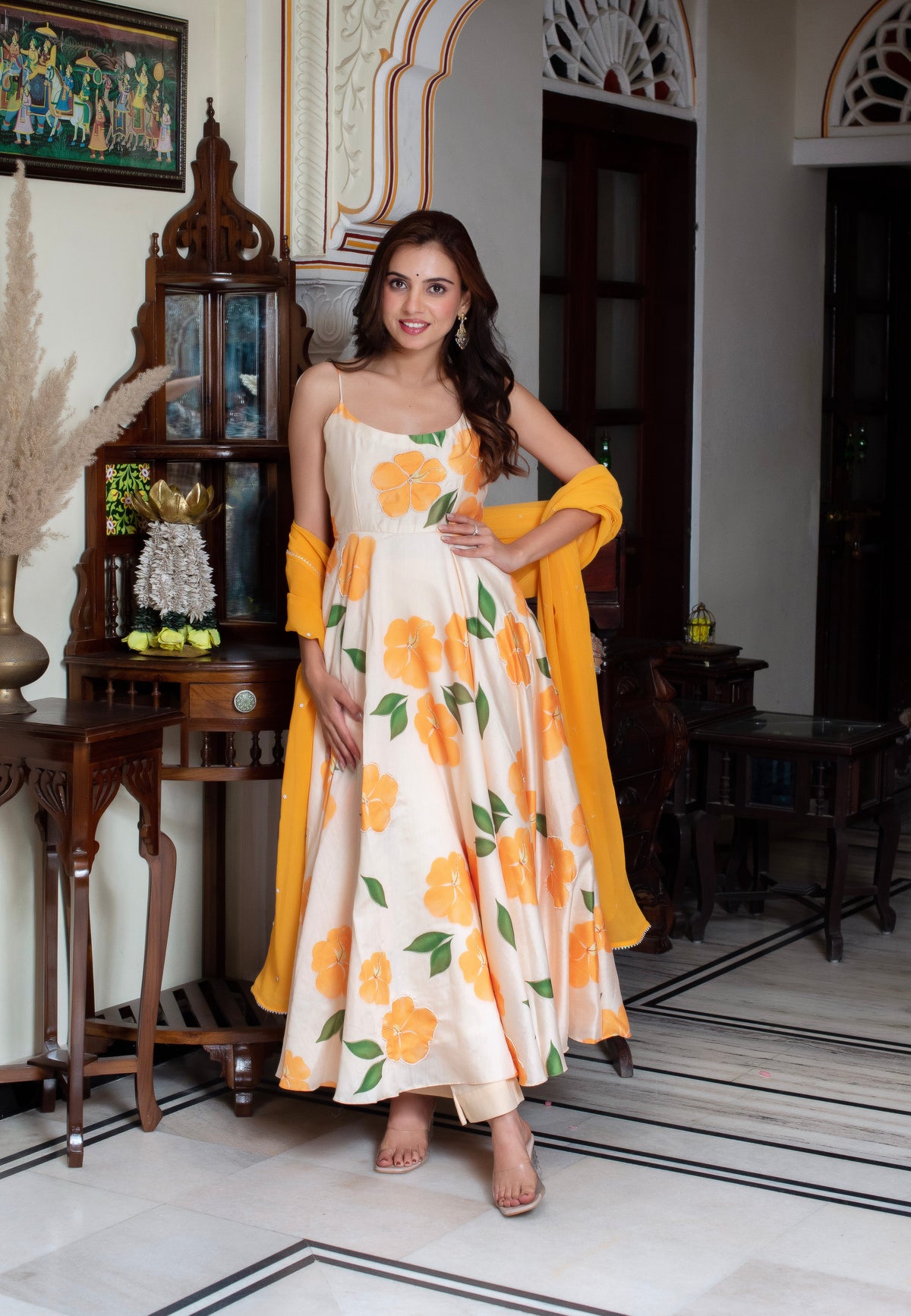 Cotton Muslin & Georgette 3-Piece Side-Zip Suit Set