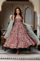 Cotton Muslin & Georgette 3-Piece Side-Zip Suit Set