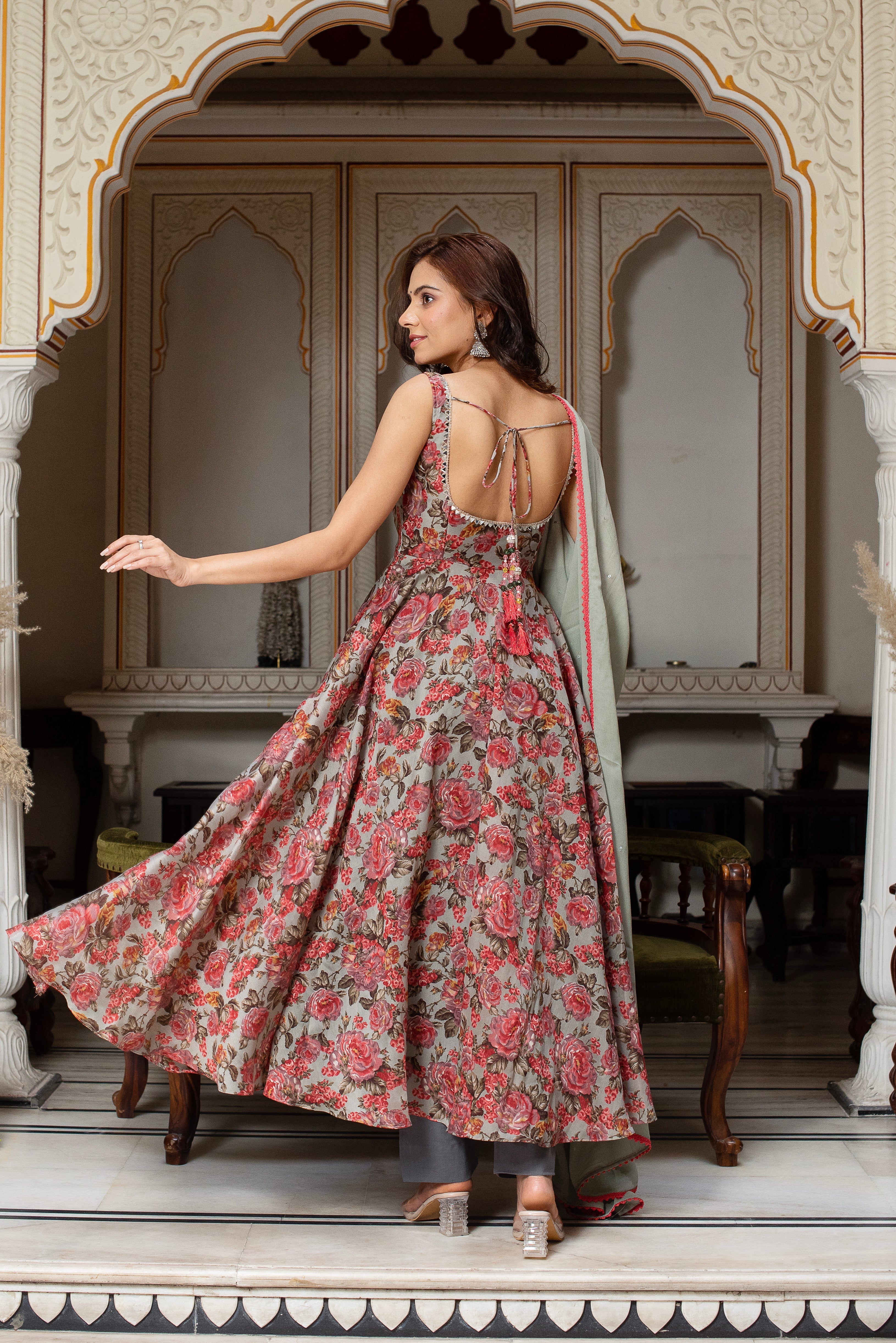 Cotton Muslin & Georgette 3-Piece Side-Zip Suit Set