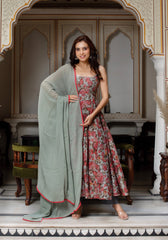 Cotton Muslin & Georgette 3-Piece Side-Zip Suit Set