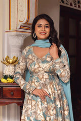 Cotton Suit Set with Georgette Dupatta – 3 Piece, Side Zip