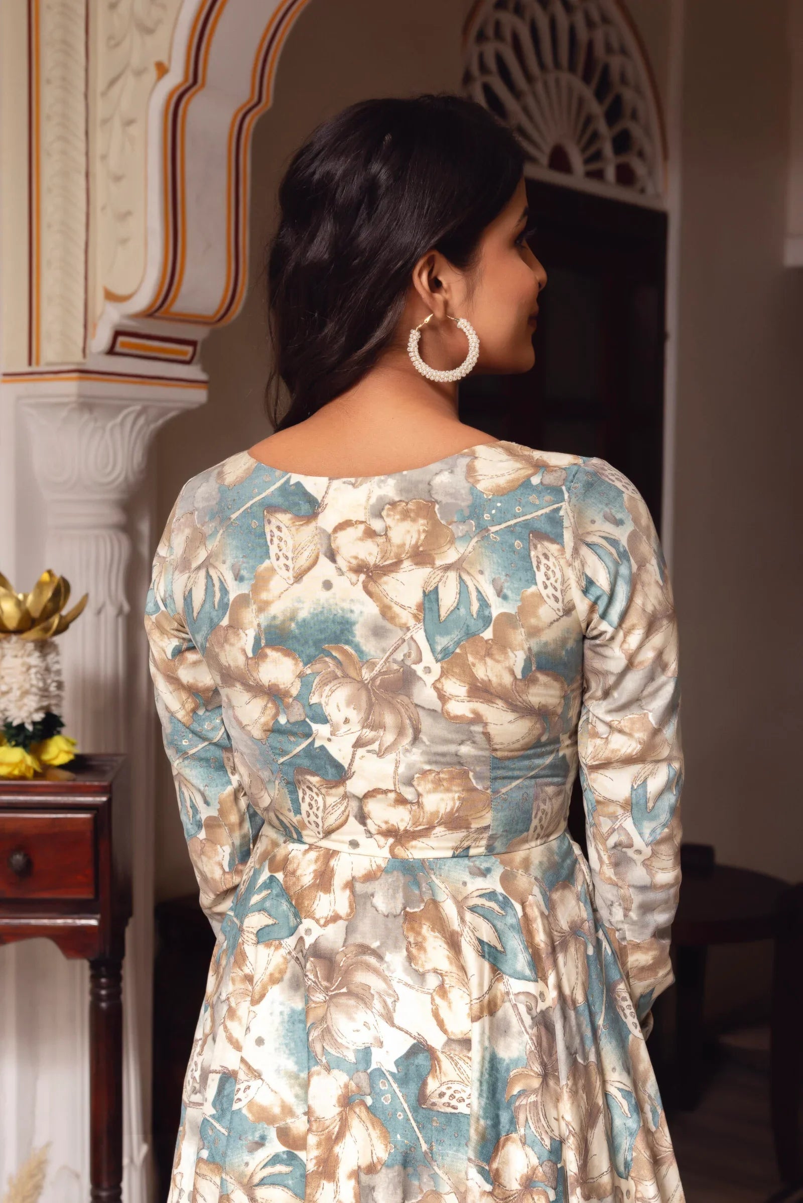 Cotton Suit Set with Georgette Dupatta – 3 Piece, Side Zip