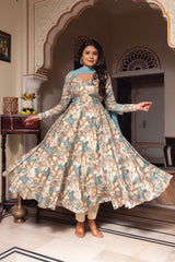 Cotton Suit Set with Georgette Dupatta – 3 Piece, Side Zip