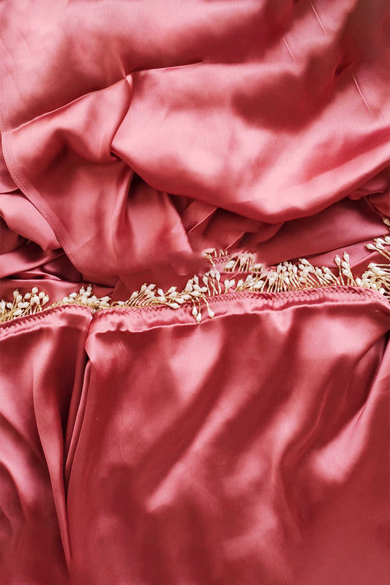 Dusty Rose Satin Silk Ready Saree
