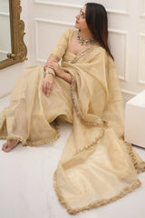 Elegant Beige Cotton Silk Saree with Embroidered Border & Lace Blouse Piece