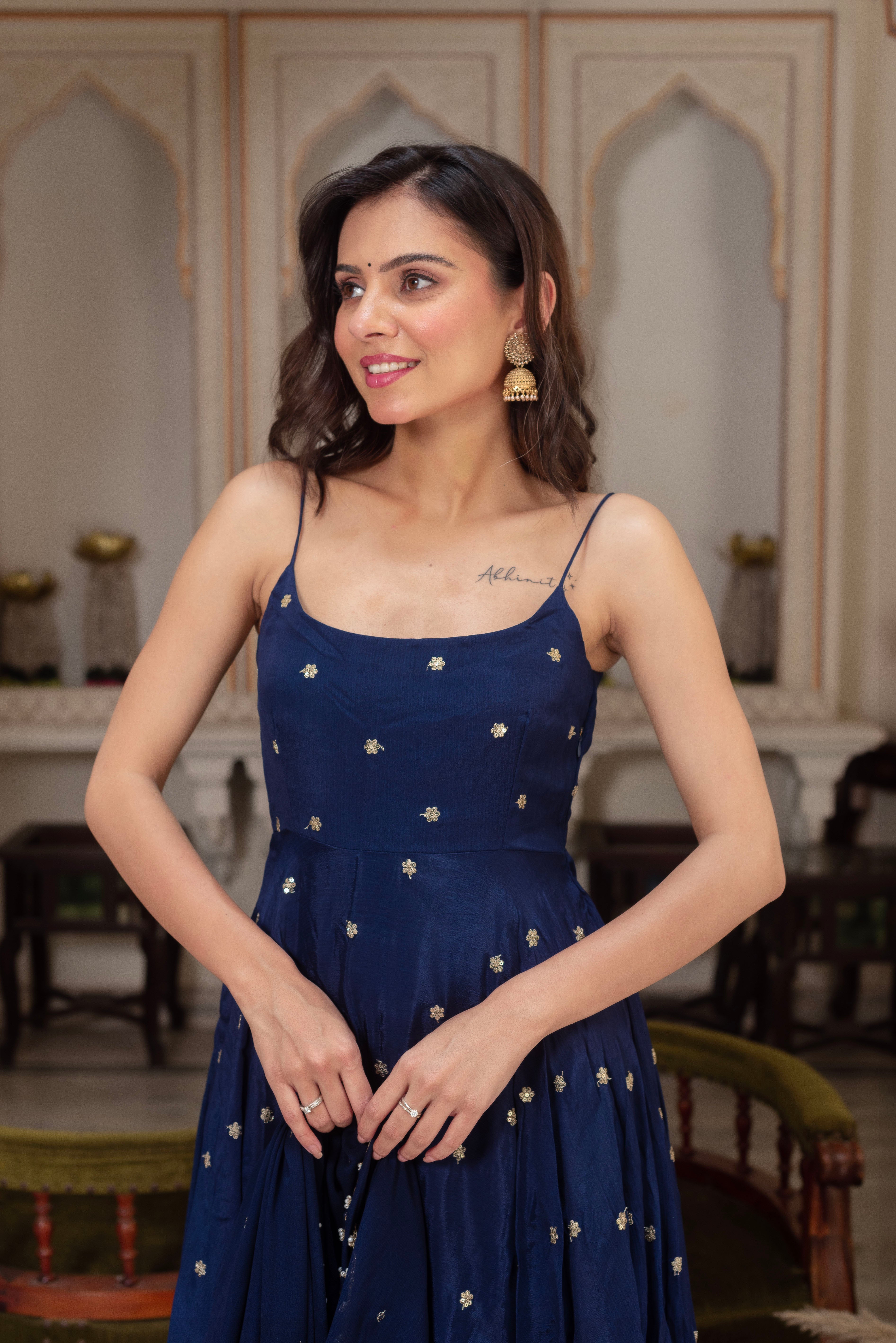 Elegant Chinon & Georgette Side-Zip Suit Set – 3 Piece