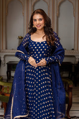 Elegant Georgette Suit with Organza Dupatta – 3-Piece Side-Zip Set