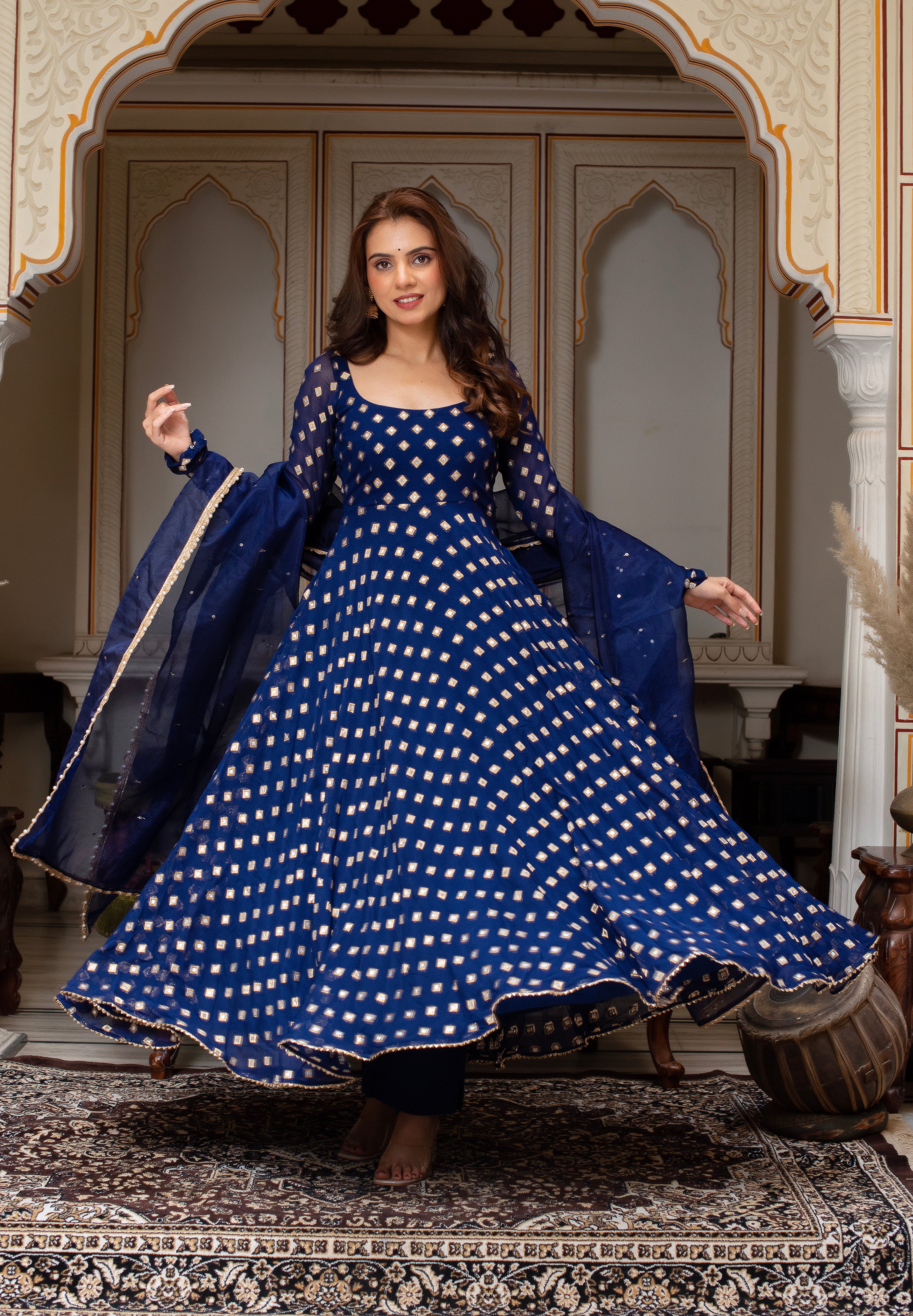 Elegant Georgette Suit with Organza Dupatta – 3-Piece Side-Zip Set
