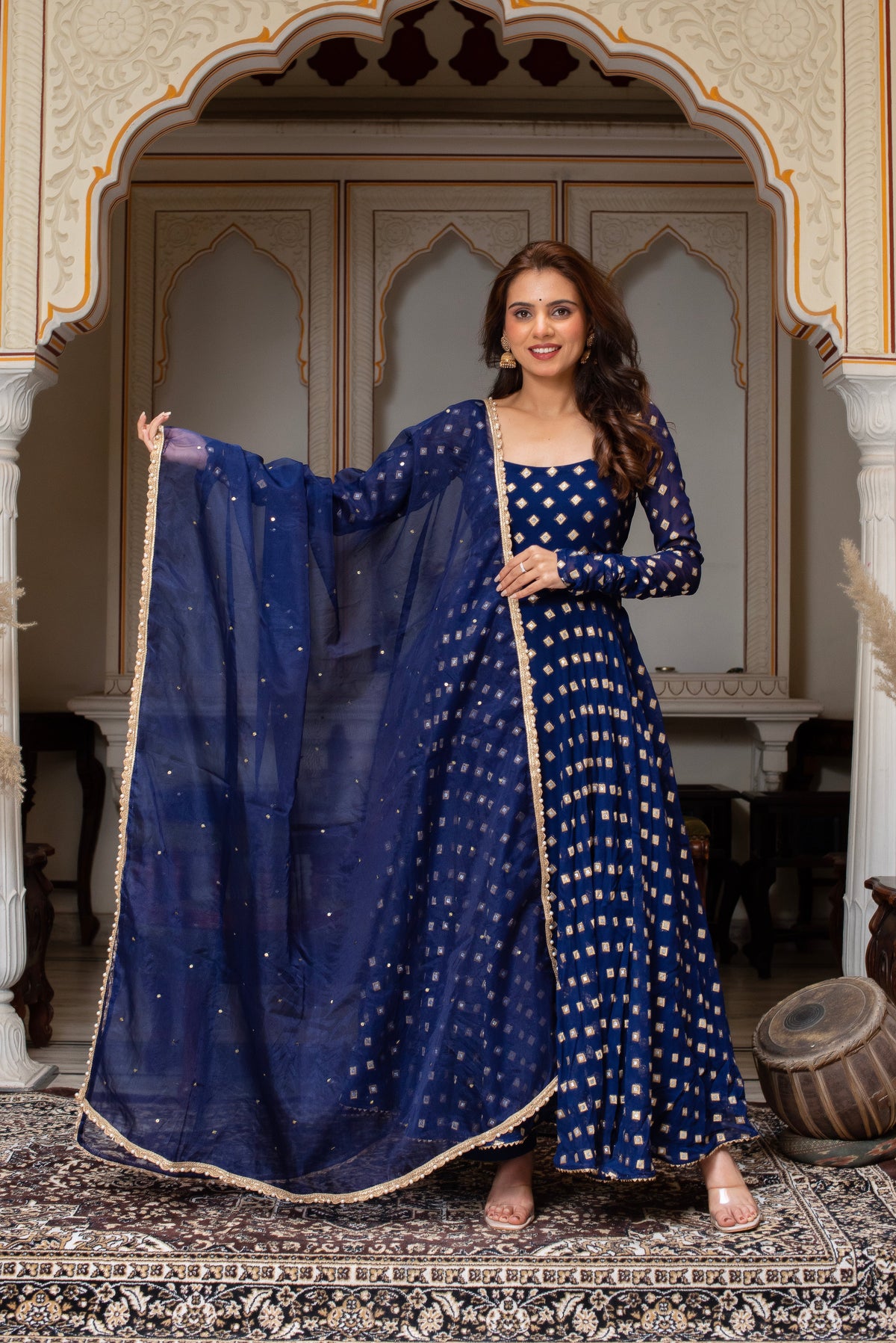 Elegant Georgette Suit with Organza Dupatta – 3-Piece Side-Zip Set