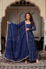Elegant Georgette Suit with Organza Dupatta – 3-Piece Side-Zip Set