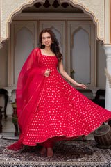 Ethereal Georgette Top with Organza Dupatta – 3-Piece Side-Zip Suit