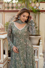 Flowy Chiffon Ensemble with Cotton Bottoms – 3-Piece Side-Zip Suit
