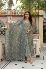 Flowy Chiffon Ensemble with Cotton Bottoms – 3-Piece Side-Zip Suit
