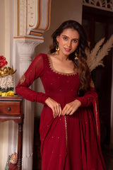 Georgette 3-Piece Side-Zip Suit Set with Cotton Bottoms