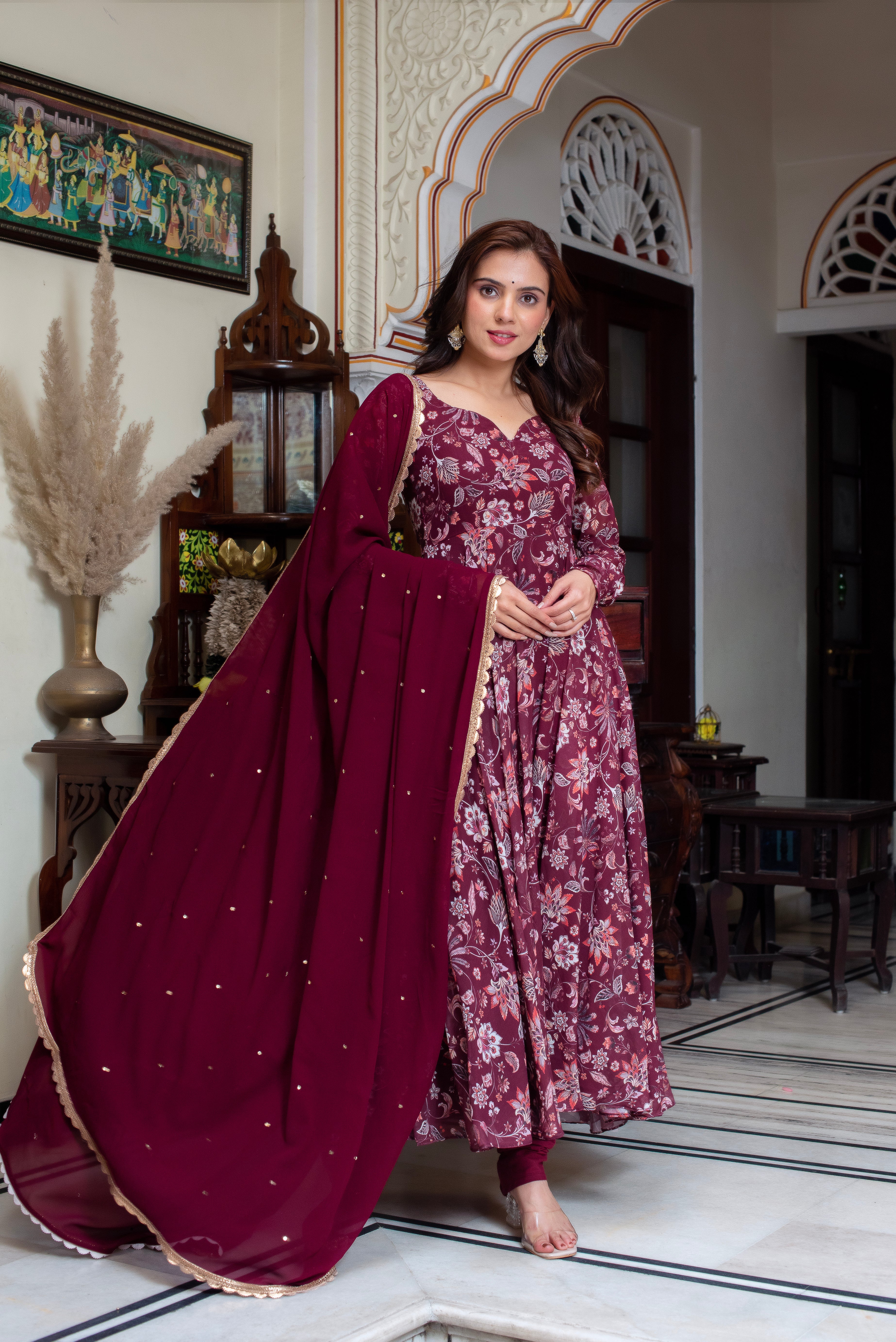 Georgette & Cotton 3-Piece Suit Set with Dupatta
