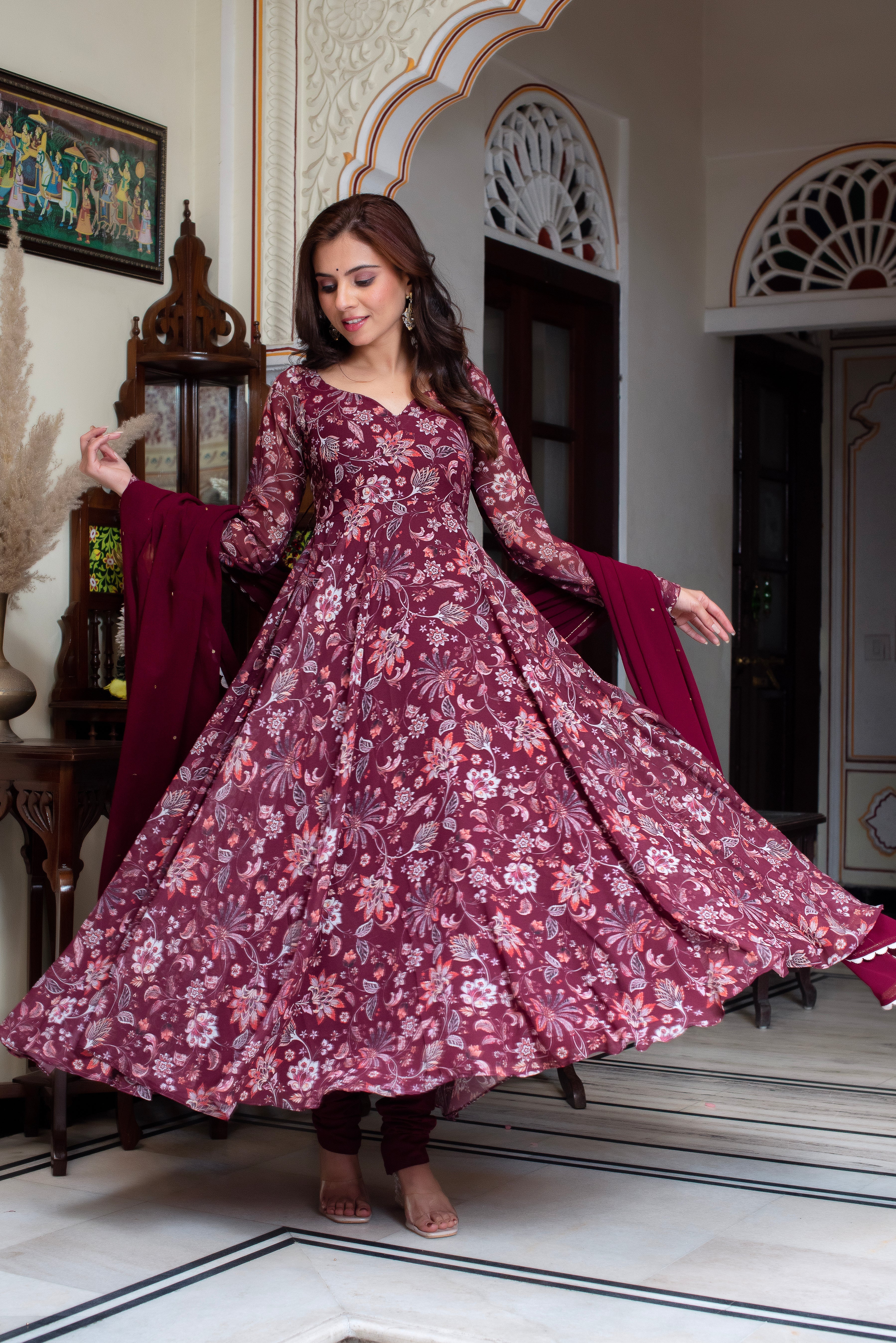 Georgette & Cotton 3-Piece Suit Set with Dupatta