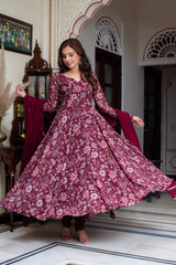 Georgette & Cotton 3-Piece Suit Set with Dupatta