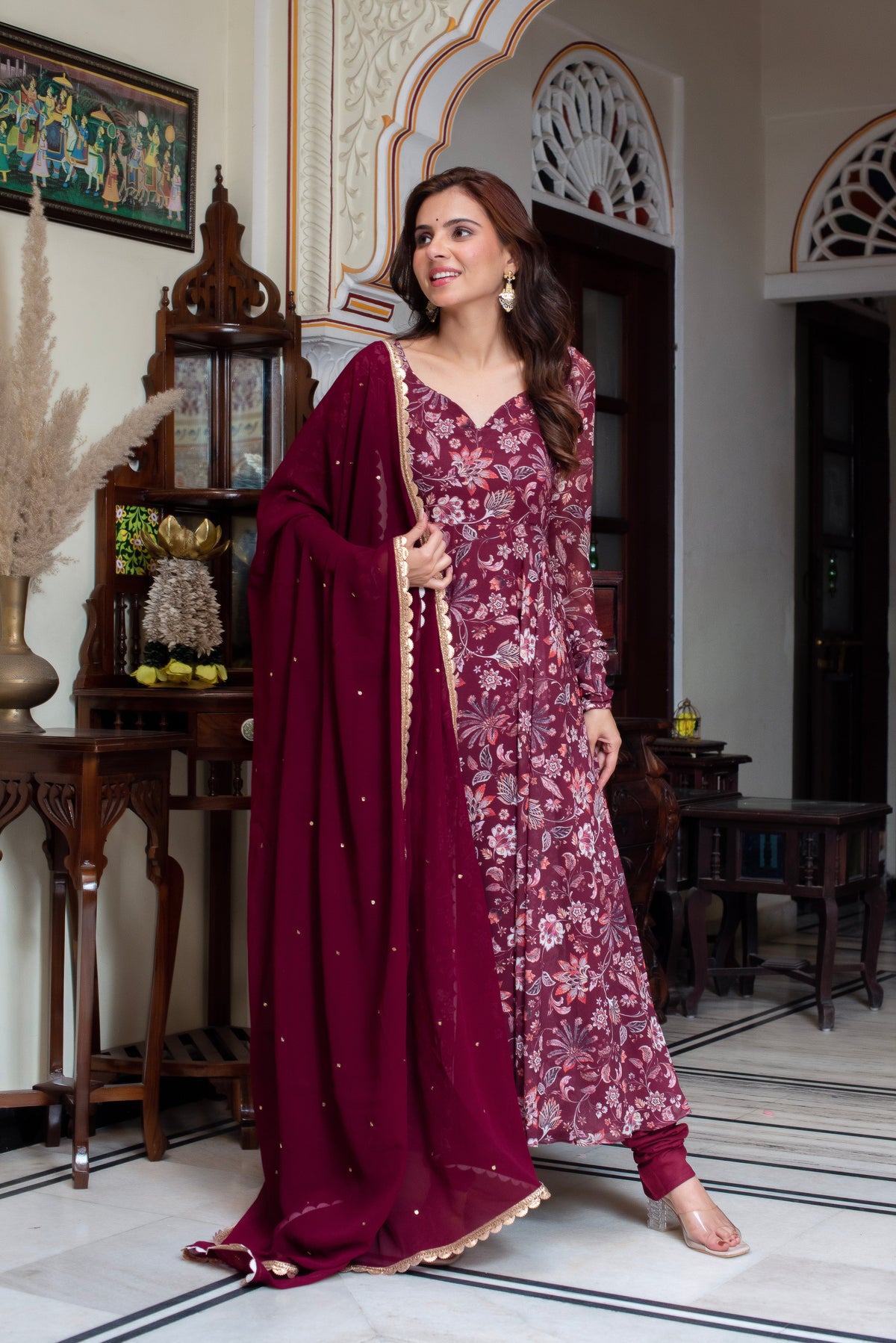Georgette & Cotton 3-Piece Suit Set with Dupatta