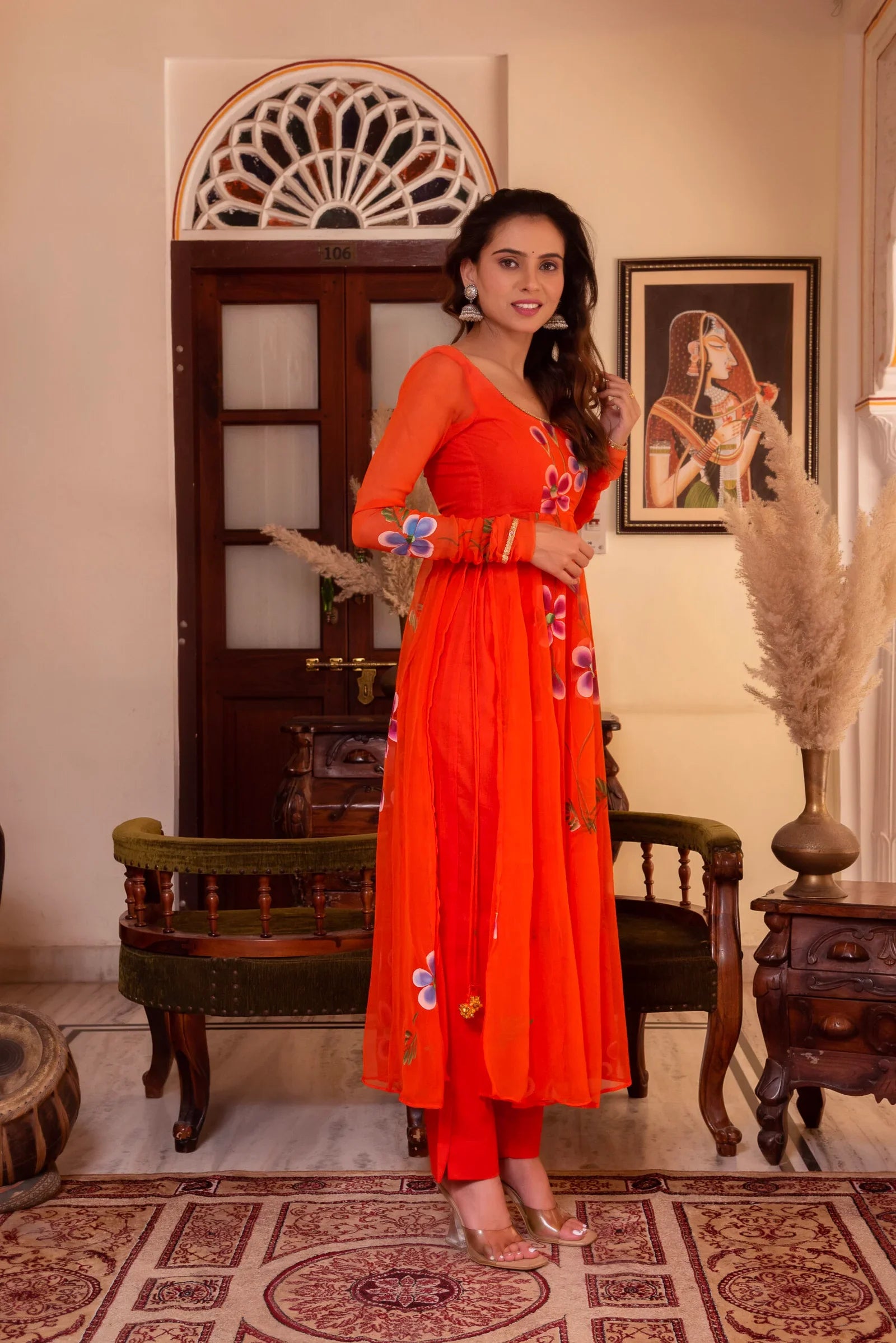 Georgette & Cotton Suit Set with Dupatta – 3 Piece, Side Zip