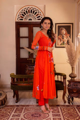 Georgette & Cotton Suit Set with Dupatta – 3 Piece, Side Zip