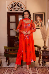 Georgette & Cotton Suit Set with Dupatta – 3 Piece, Side Zip