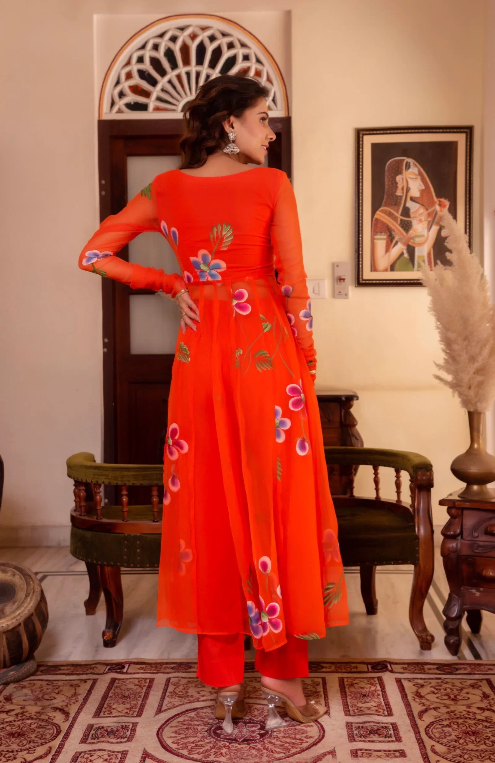 Georgette & Cotton Suit Set with Dupatta – 3 Piece, Side Zip