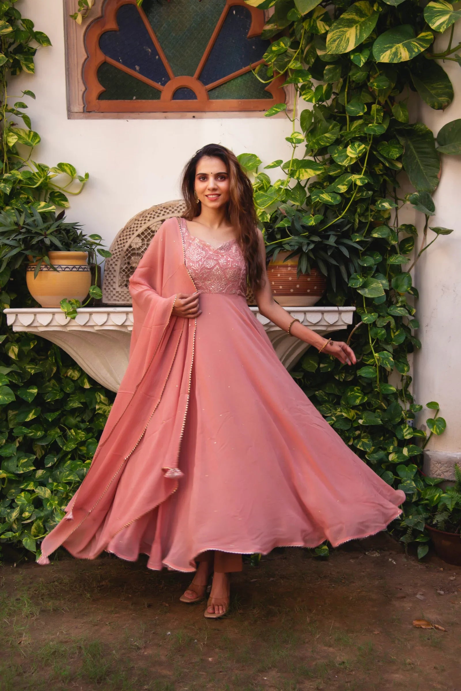 Graceful Georgette & Cotton Side-Zip Suit Set – 3 Piece Ensemble