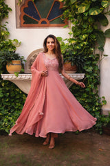 Graceful Georgette & Cotton Side-Zip Suit Set – 3 Piece Ensemble