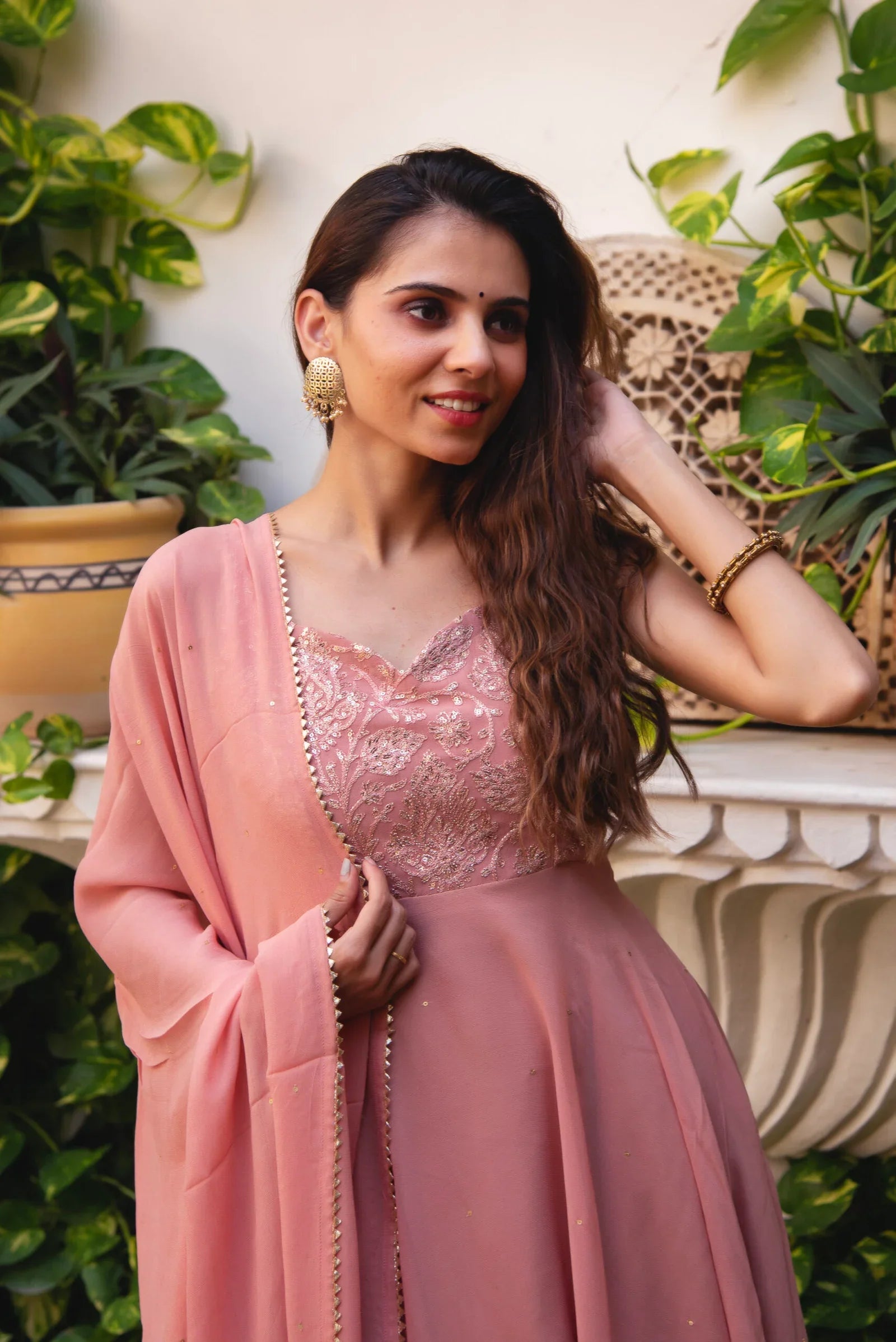 Graceful Georgette & Cotton Side-Zip Suit Set – 3 Piece Ensemble