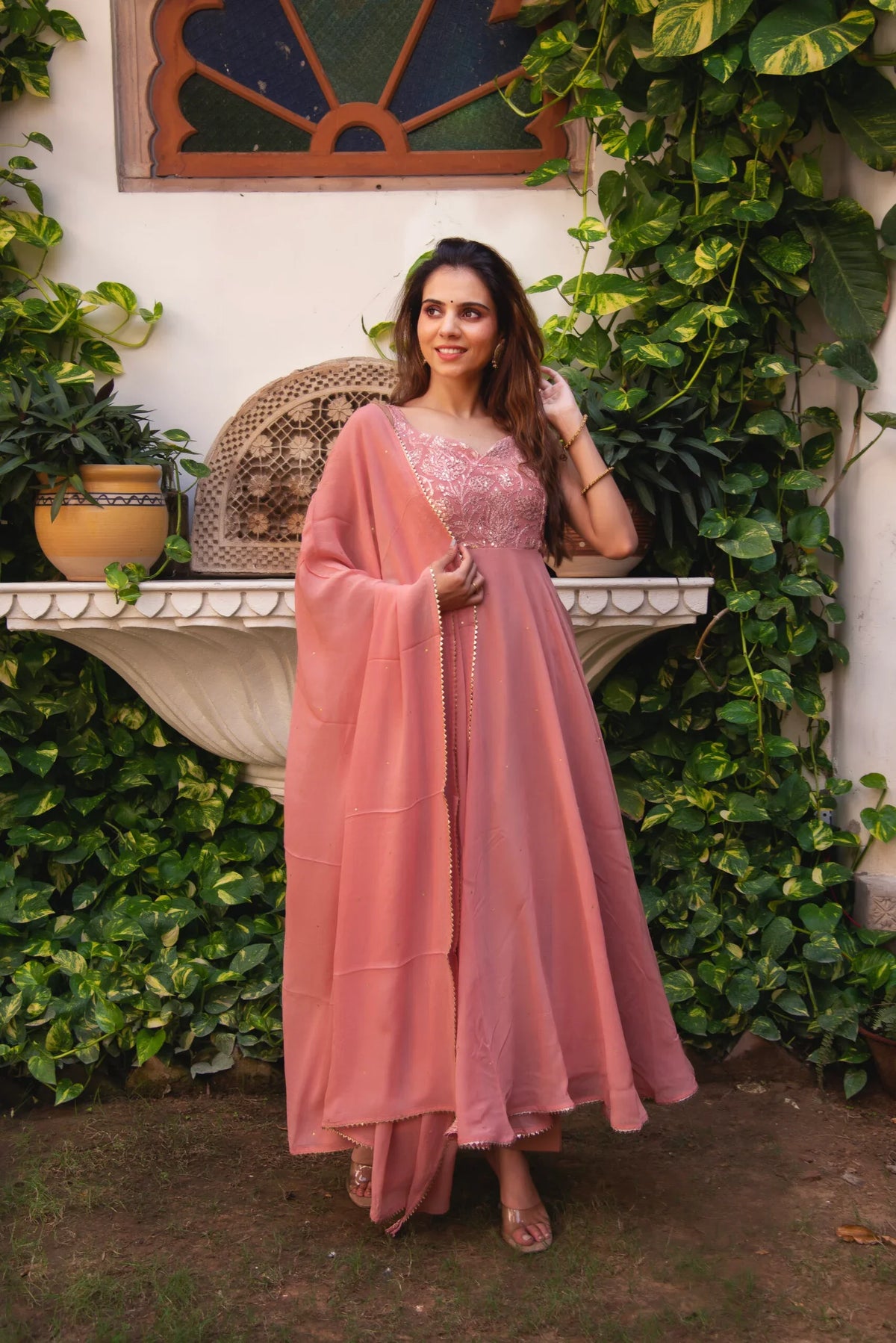 Graceful Georgette & Cotton Side-Zip Suit Set – 3 Piece Ensemble