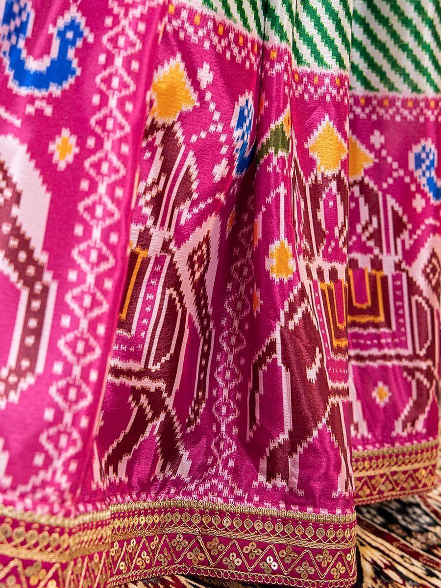Green Patola Lehenga Choli – Festive Mehendi & Sangeet Wear