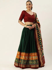 Green Patola Silk Lehenga Choli – Festive & Navratri Wear