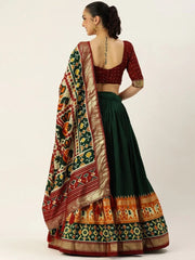 Green Patola Silk Lehenga Choli – Festive & Navratri Wear