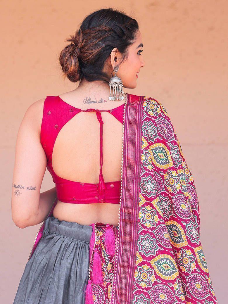 Grey Patola Silk Lehenga Choli – Festival & Navratri Wear
