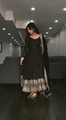 Regal Heavy Georgette Fully Stitched Anarkali Gown with Embroidered Dupatta – Festival & Party Wear