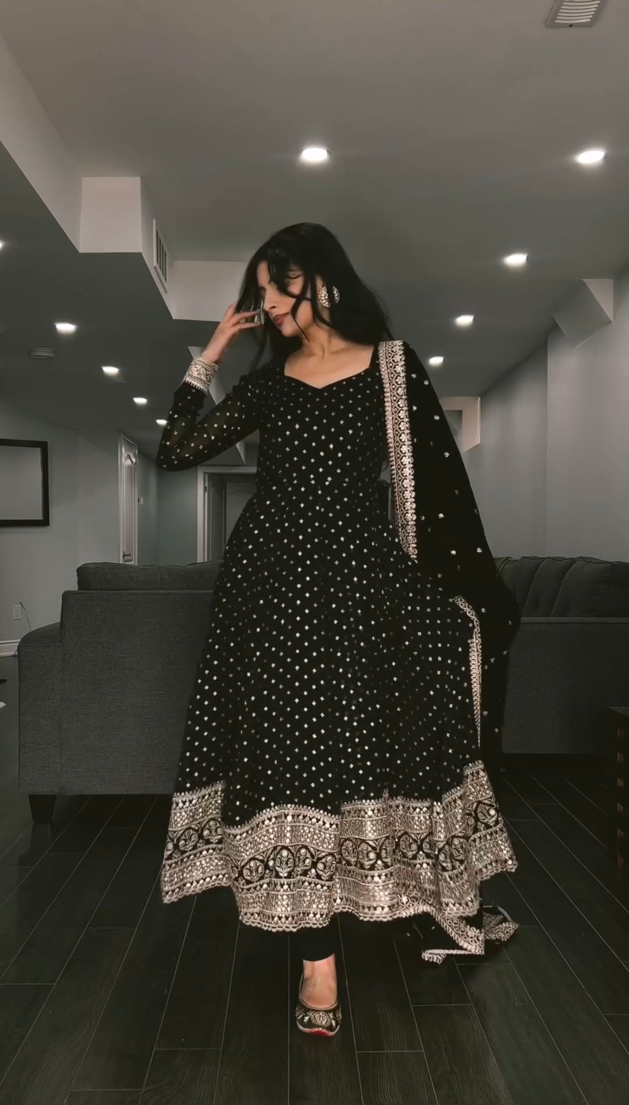 Regal Heavy Georgette Fully Stitched Anarkali Gown with Embroidered Dupatta – Festival & Party Wear